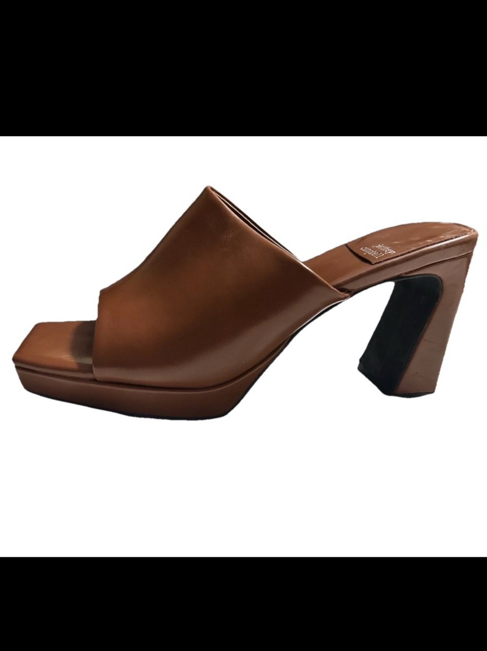 Jeffrey Campbell Cognac Platform Mule Heels 8.5 Minimalist Square Toe Y2K